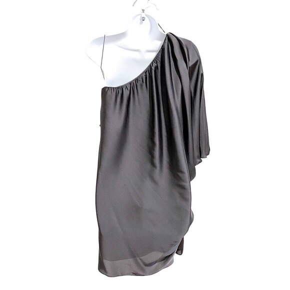 NWT Aidan Aidan Mattox Asymmetric Batwing Dress, Size 4, Gray - Picture 3 of 13